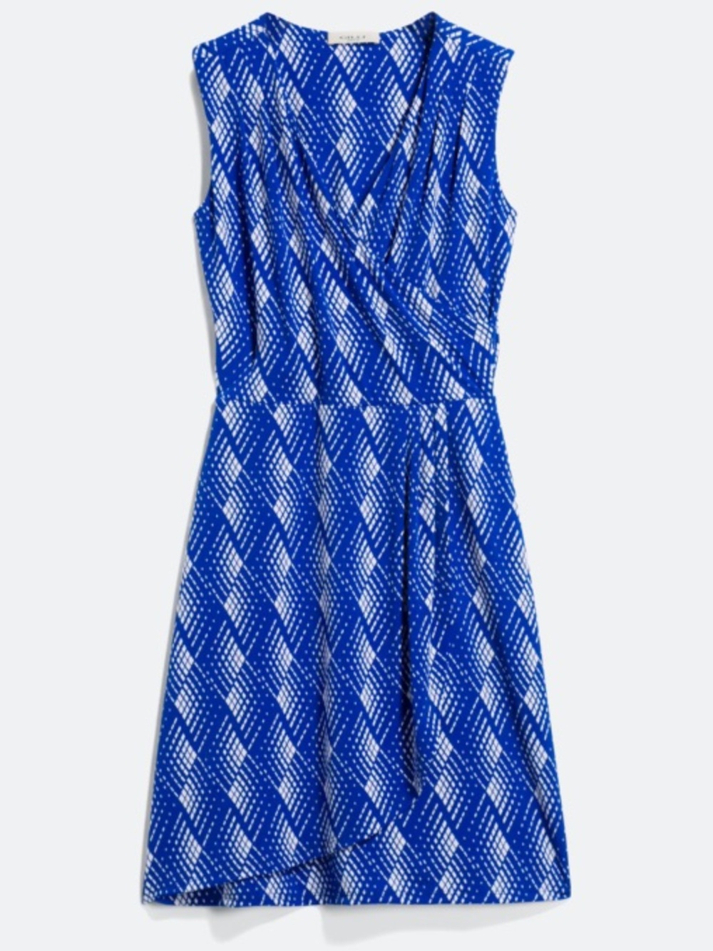 Gilli Sleeveless Faux Wrap Dress — Electric Blue Pattern